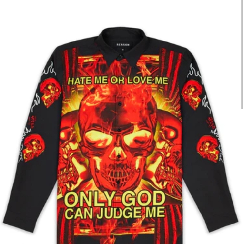 Reason Brand Only God Can Judge Me Long Sleeve Shirt. S or M. NWT.